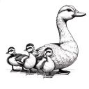 mother duck followed by 4 ducklings tattoo design idea