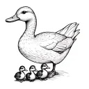 mother duck followed by 4 ducklings tattoo design idea