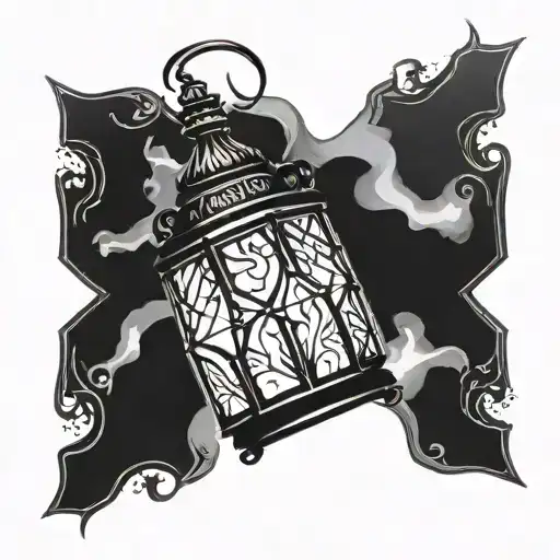 Diamond shaped Gothic lantern tattoo design idea