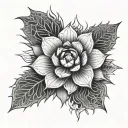 an intricate succulent plant exploding into geometric patterns and mendala tattoo design idea