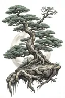 bonsai tree a moon tattoo design idea