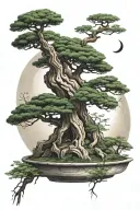 bonsai tree a moon tattoo design idea