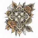 cross on a staff spike at the bottom tattoo design idea