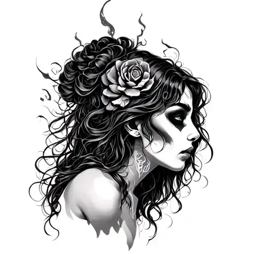 Gemini zodiac scary women tattoo design idea