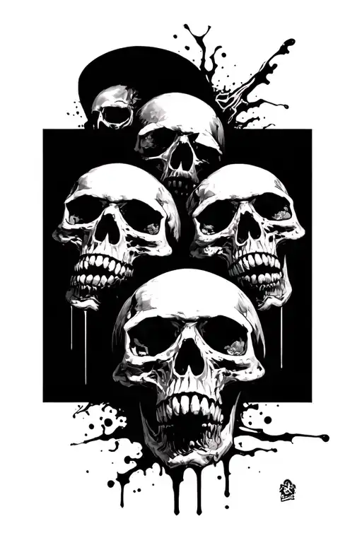 "Skulls around black square" "Skulls around black square" Coverup tattoo design idea