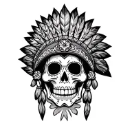 Irish, Mexican sugar skull, lit joint, Texas, skull cross bones cowboy hat, Indian headdress tattoo design idea