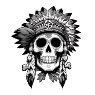 Irish, Mexican sugar skull, lit joint, Texas, skull cross bones cowboy hat, Indian headdress tattoo design idea