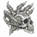 skeleton hand bones ending in vampire teeth tattoo design idea