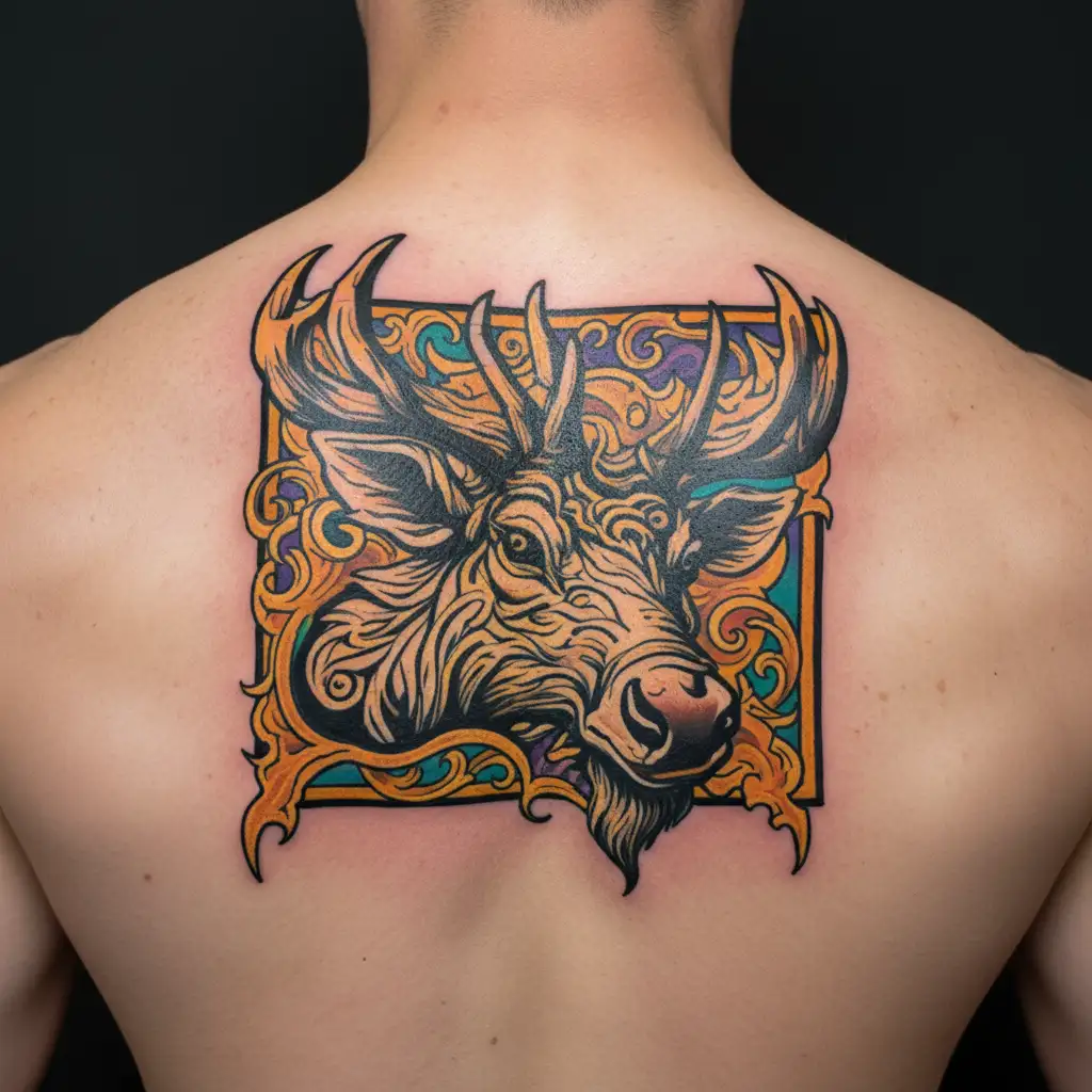 elk head tattoo design idea