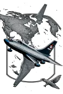 plane trip around countries tattoo design idea