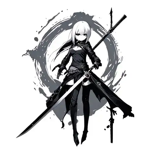 Nier Automata 2B with sword tattoo design idea