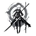 Nier Automata 2B with sword tattoo design idea