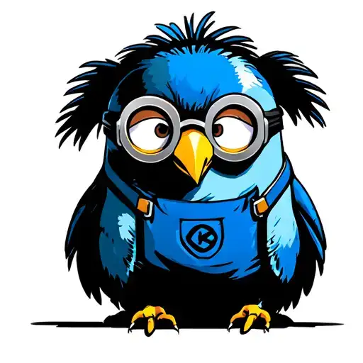blue quaker parrot dressed as Bob the minion tattoo design idea