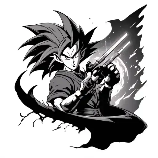 Dragon Ball Z and Lord of the rings intertwined and star wars  tattoo design idea