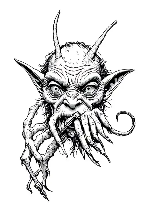 Mischief "A true goblin never truths when he might trick. To part the seeing from the being is the greatest goodness tattoo design idea