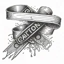 caution tape with blood tattoo tattoo design idea