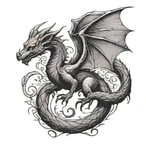 minimalist lotr smaug wrapped around middle earth  tattoo design idea