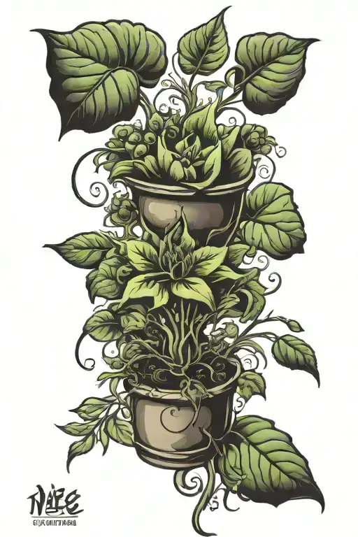 plant growing, vegetable, prime numbers tattoo design idea