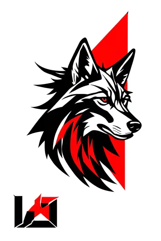 a wolf's head in red and black reminiscent of the anti-fascist movement tattoo design idea