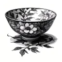 sake bowl with flower pattern tattoo design idea