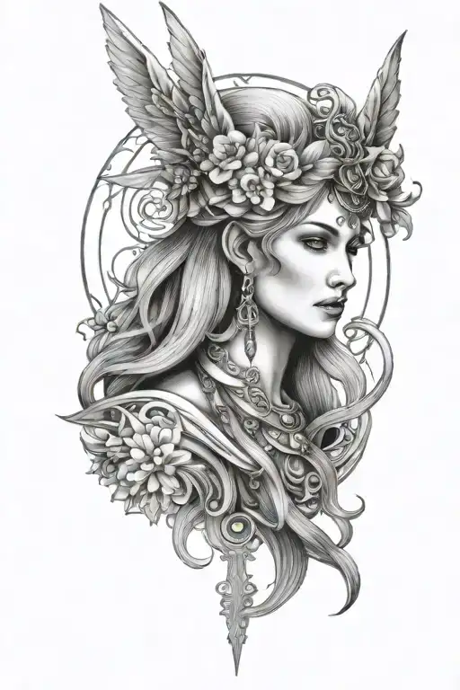 freya norse goddes tattoo design idea