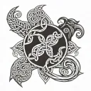 A Celtic knotwork design incorporating elements of the O'Keefe family crest, with a subtle nod to the client's military background tattoo design idea