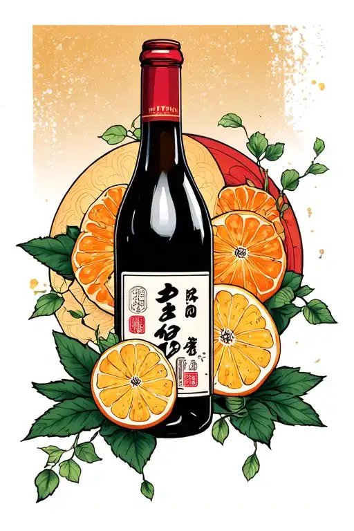 Wine Bottle half full tattoo design idea