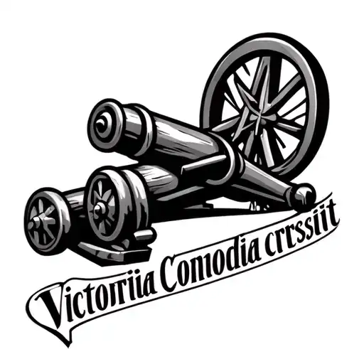 arsenal fc cannon logo with witing design "Victoria Concordia crescit" tattoo design idea