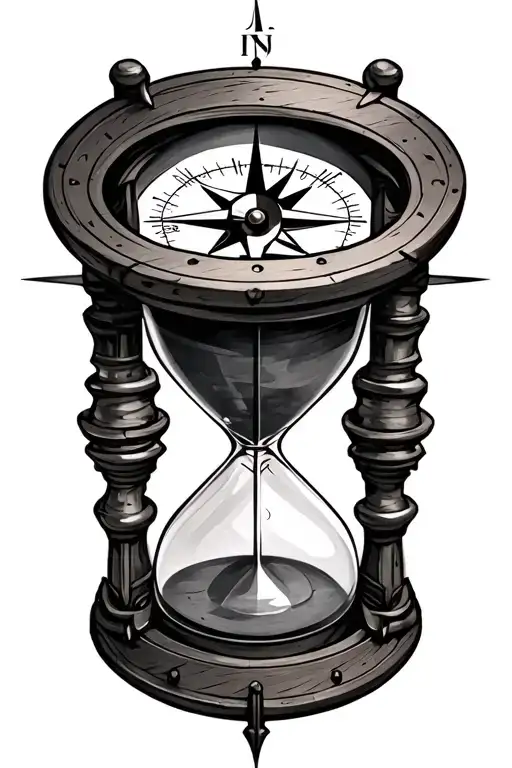 hour glass compass design tattoo design idea