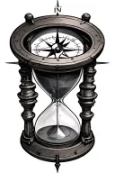hour glass compass design tattoo design idea
