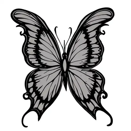 butterfly wing with name written tattoo design idea