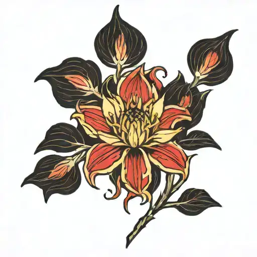 red rising red sigil with a haemanthus blossom in the middle.  tattoo design idea