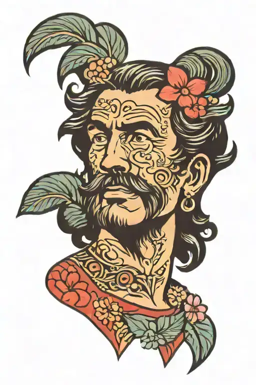 odysseus with hawaiian shirt tattoo design idea