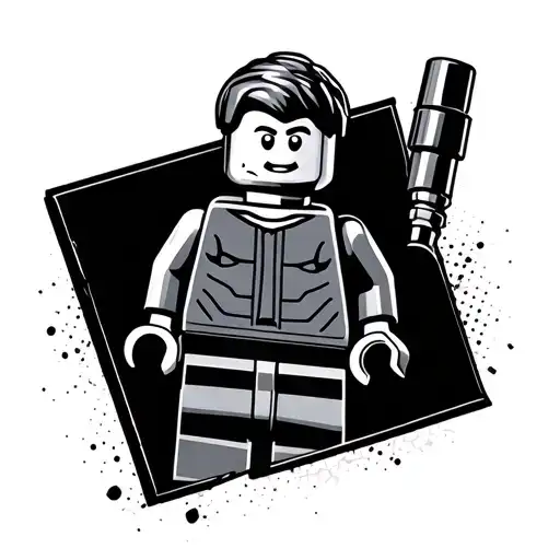 Lego man looking tattoo design idea