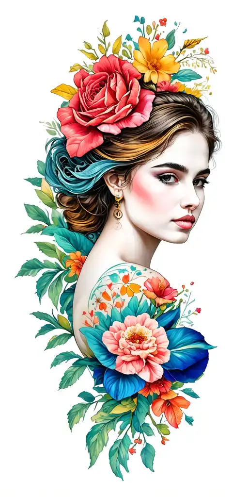 woman freedom love tattoo design idea