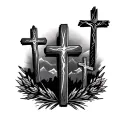 Christian three crosses with Yahweh always with me tattoo design idea