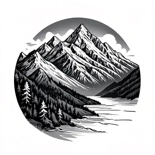 zach bryan lyrics mountain landscape tattoo design idea