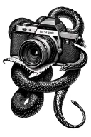snake eat a camera tattoo design idea