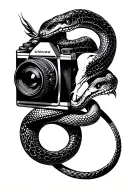 snake eat a camera tattoo design idea