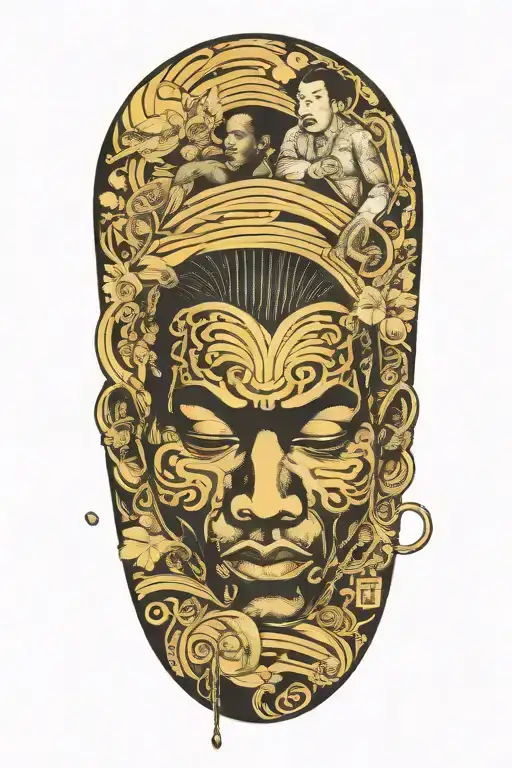 Black man with falling money tattoo design idea