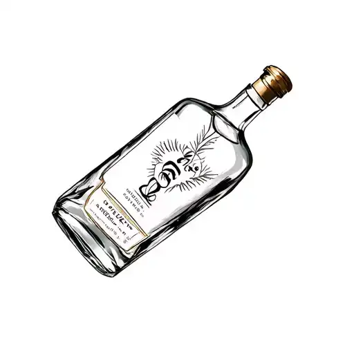 Bottle of alcohol in transparent crystal tattoo design idea