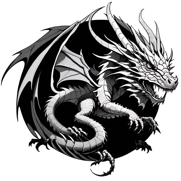 mythical dragon flying tattoo design idea
