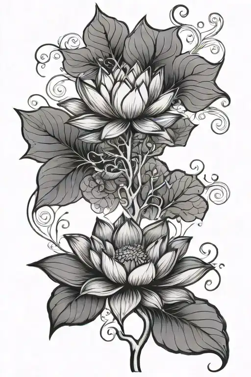 lotus flower with Irish tree of life tattoo design idea