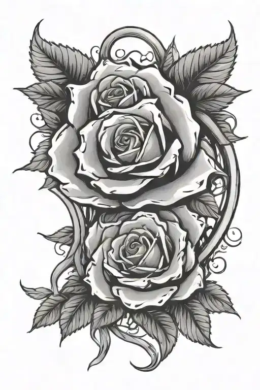 roses and breast cancer awareness ribbon hanging tattoo design idea