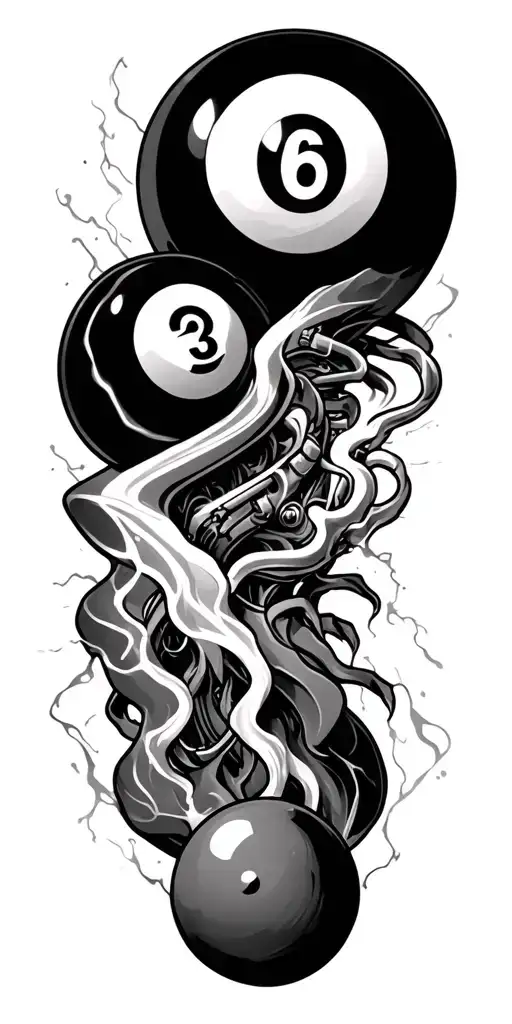 Hotrods+eight ball+9 ball+electricity transforming tattoo design idea