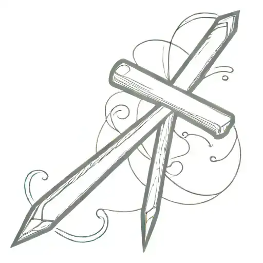 cross made with drumsticks tattoo design idea