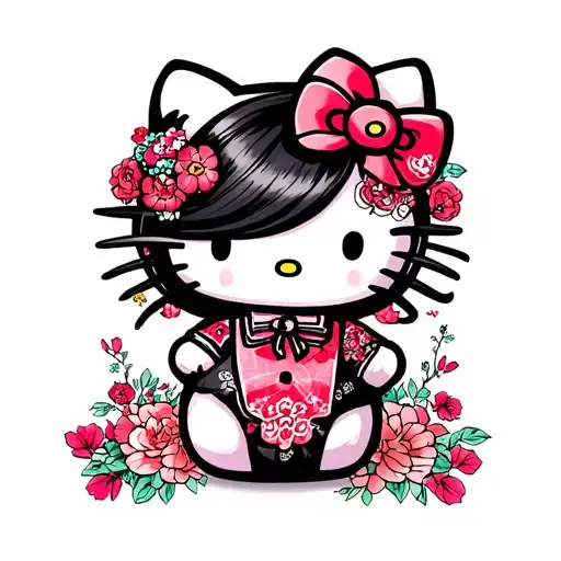 hello kitty wednesday adams creation tattoo design idea