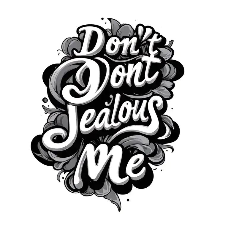 "Dont Jealous Me" Written in cloud letter font tattoo design idea
