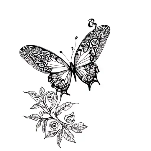 peacock butterfly tattoo design idea