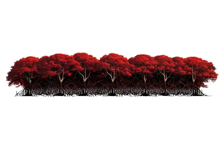 red mangroves in a row, accurate roots tattoo design idea